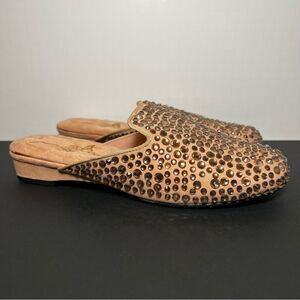 Womens JOAN BOYCE Rose Pink Rhinestone Embellished Slip On Shoes / Size 8.5 W